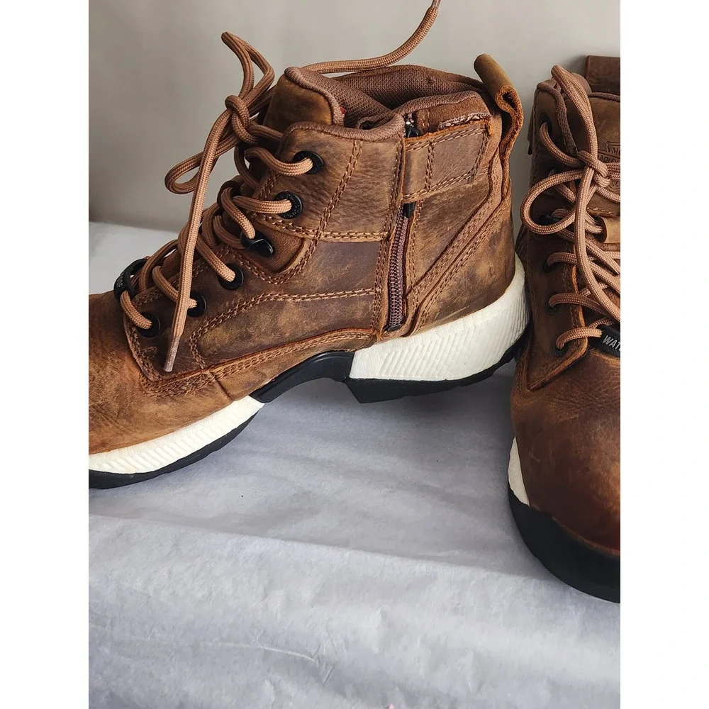 Harley-Davidson Mens D93834 Waterproof Leather Composite Toe Work Boots Brown 8M